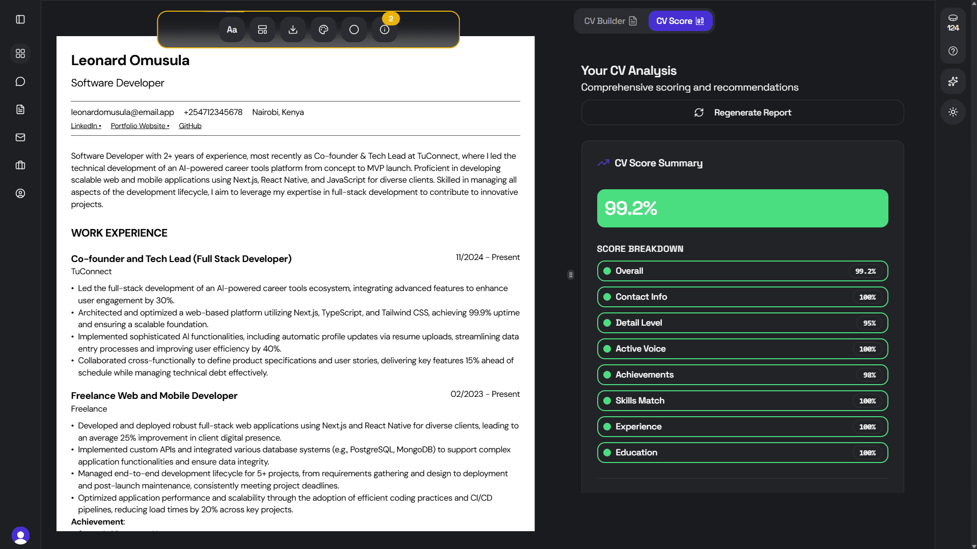 Smart CV Scoring Dark Mode