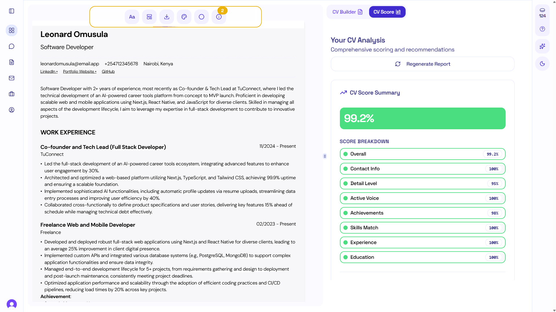 Smart CV Scoring Light Mode