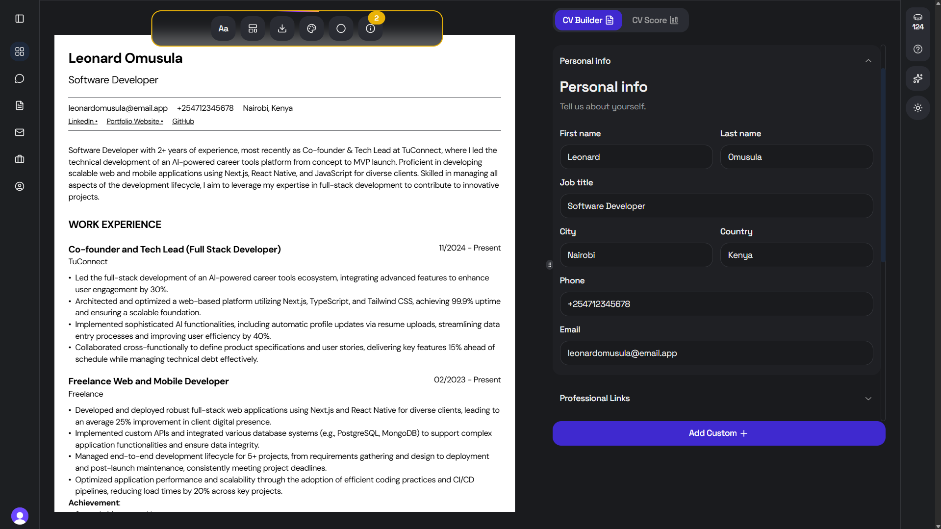 AI Resume Builder Dark